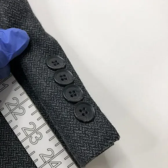 Brooks Brothers 346 Wool 44R Button Sport Coat Jacket Herringbone Blue Gray